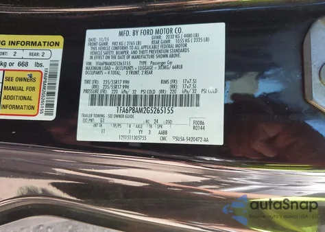 2016 Ford Mustang V6 из США, поврежденный, VIN 1FA6P8AM2G5265155